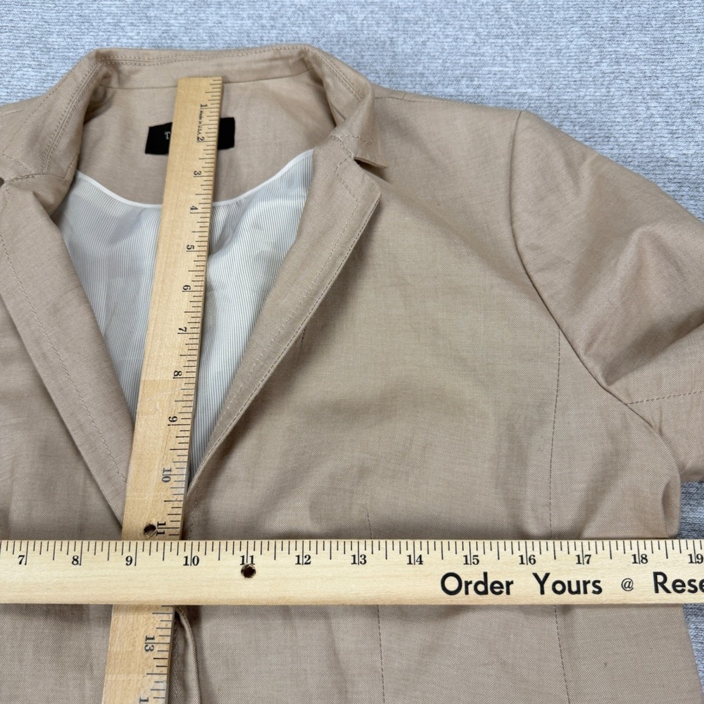Talbots Petites Blazer Jacket Tan Khaki Cotton Blend 12P Single Button PH95 - Picture 7 of 14
